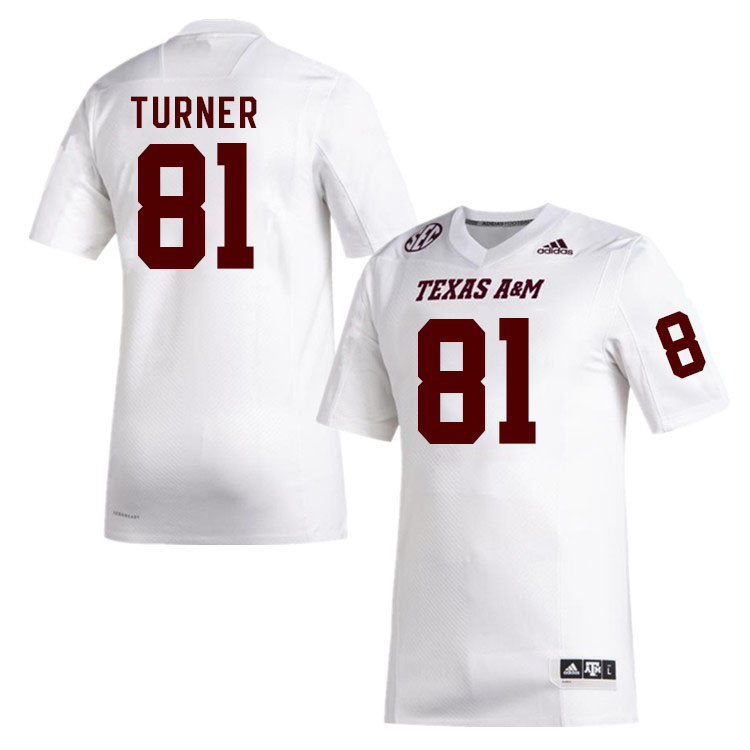 Men #81 Pierce Turner Texas A&M Aggies College Football Jerseys Stitched Sale-White - Click Image to Close